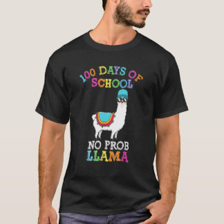 Camiseta 100 Days of School No Probllama Llama 100th Day Fu