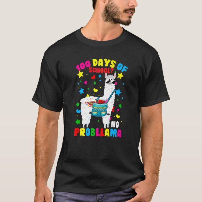Camiseta 100 Days of School No Probllama Llama 100th Day Of (Frente)