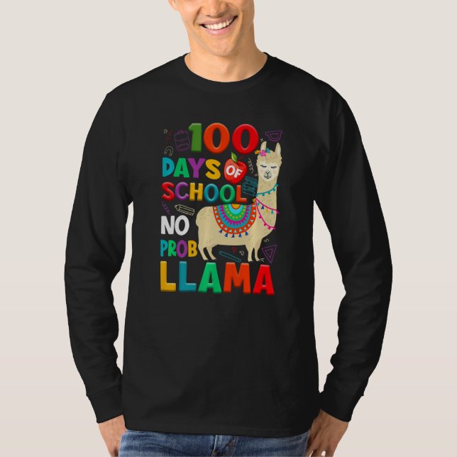 Camiseta 100 Days of School No Probllama Llama 100th Day Te (Frente)