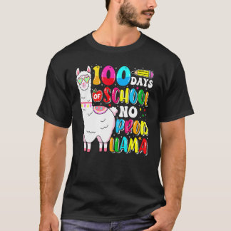 Camiseta 100 Days Of School No Probllama Llama Lover Happy