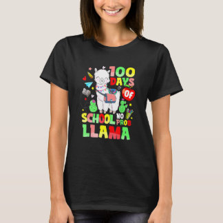 Camiseta 100 Days Of School No Probllama Llama Teachers Stu