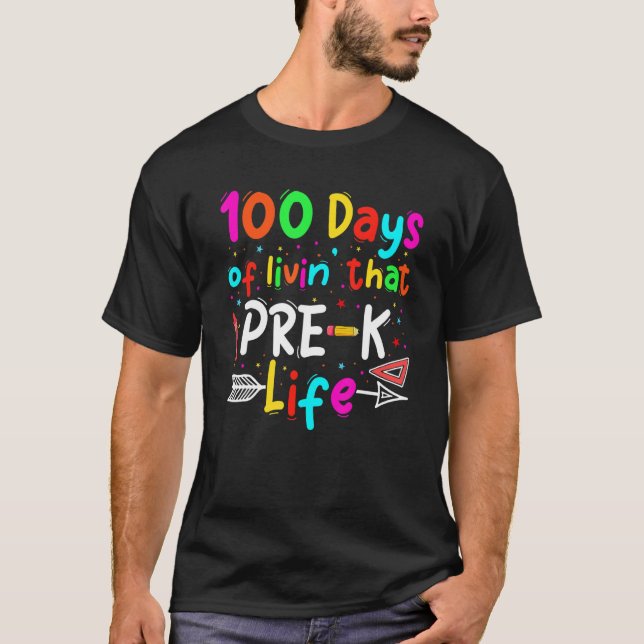 Camiseta 100 Days Of School Pre K Life Teachers Boy Girls K (Frente)