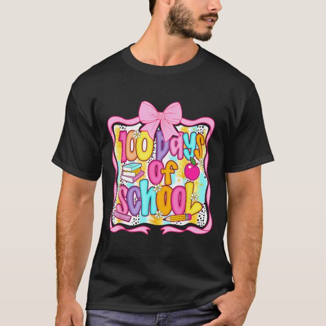 Camiseta 100 Days Of School Preppy 100th Day Of School Teac (Frente)
