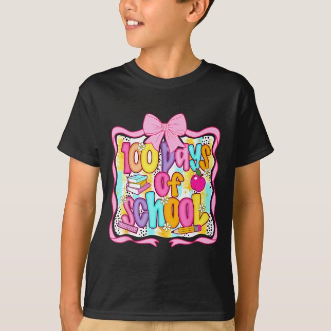 Camiseta 100 Days Of School Preppy 100th Day Of School Teac (Frente)