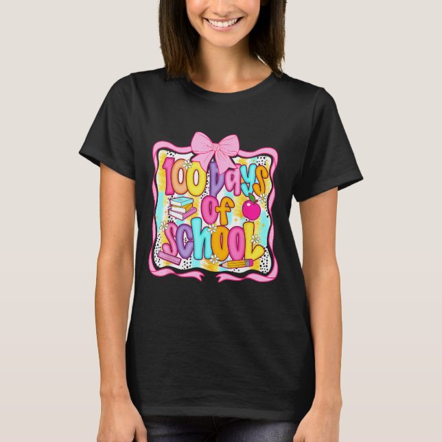 Camiseta 100 Days Of School Preppy 100th Day Of School Teac (Frente)