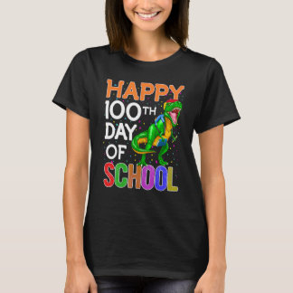 Camiseta 100 Days Of School Shirt Kids Boy Dinosaur T Rex P