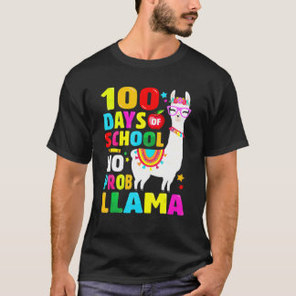 Camiseta 100 Days Of School Shirt No Probllama Llama 100th 
