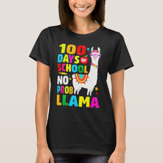 Camiseta 100 Days Of School Shirt No Probllama Llama 100th 