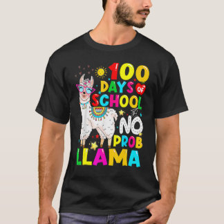 Camiseta 100 Days Of School Shirt No Probllama Llama 100th 