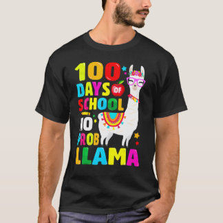 Camiseta 100 Days Of School Shirt No Probllama Llama 100th 