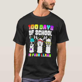 Camiseta 100 Days Of School Shirt No Probllama Llama 100th