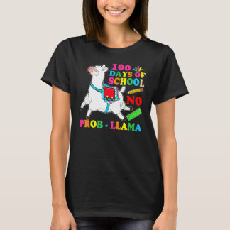 Camiseta 100 Days Of School Shirt No Probllama Llama 100th
