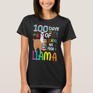 Camiseta 100 Days Of School Shirt No Probllama Llama 100th 