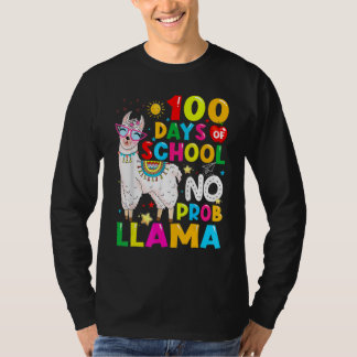 Camiseta 100 Days Of School Shirt No Probllama Llama Funny 