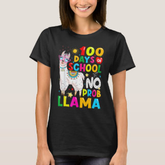 Camiseta 100 Days Of School Shirt No Probllama Llama Funny 