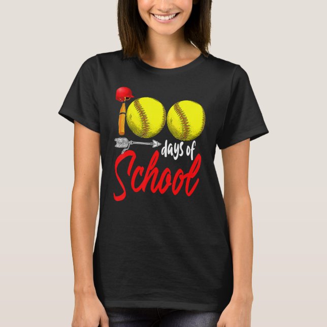 Camiseta 100 Days of School Softball Teacher Kids 100th Day (Frente)