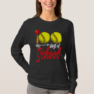 Camiseta 100 Days Of School Softball Teacher Kids 100th Day