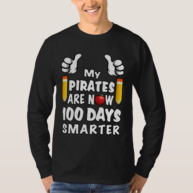 Camiseta 100 Days Of School Spirit Mascot  For Pirates Teac (Frente)