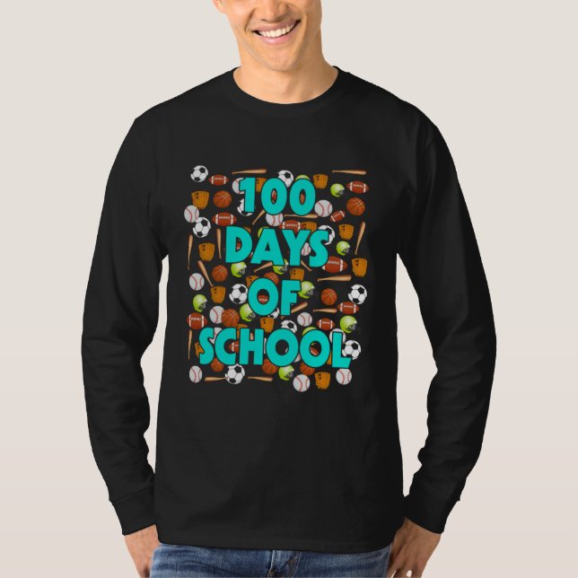 Camiseta 100 Days Of School Sports 100th Day Boys Students  (Frente)