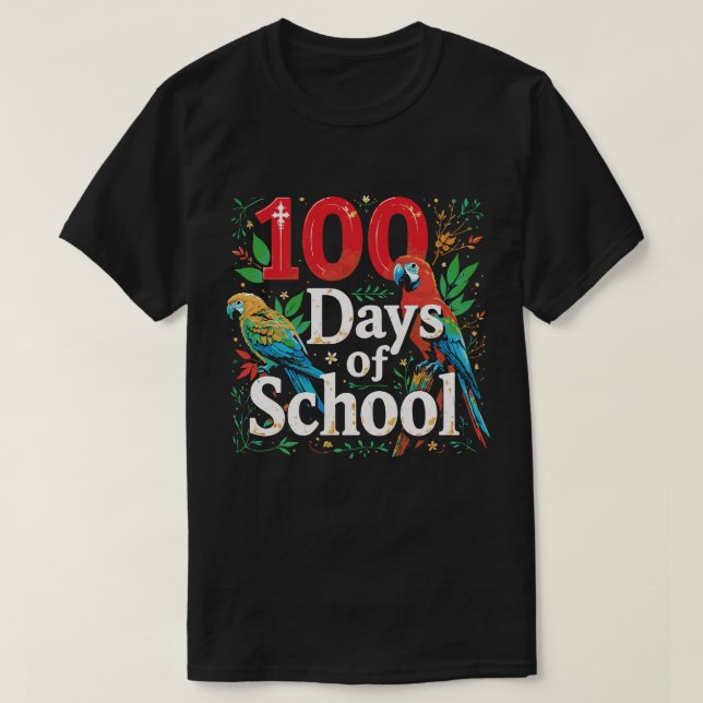 Camiseta 100 Days of School squad bird Student Parrot Zoo (Frente do Design)