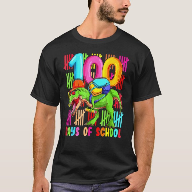 Camiseta 100 Days Of School T REX 100th Day Dinosaur Gift K (Frente)