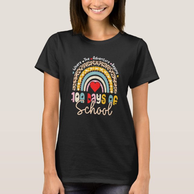 Camiseta 100 Days Of School Teacher 100 Days Smarter Rainbo (Frente)