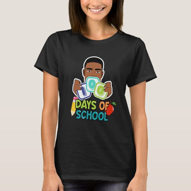 Camiseta 100 Days Of School Teacher African American Black  (Frente)