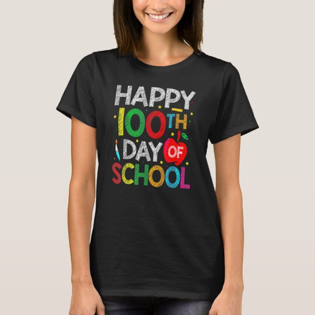 Camiseta 100 Days Of School Teacher And Kids Happy 100th Da (Frente)