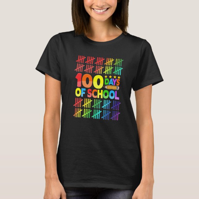 Camiseta 100 Days Of School Teacher Kids Happy 100th Day Of (Frente)