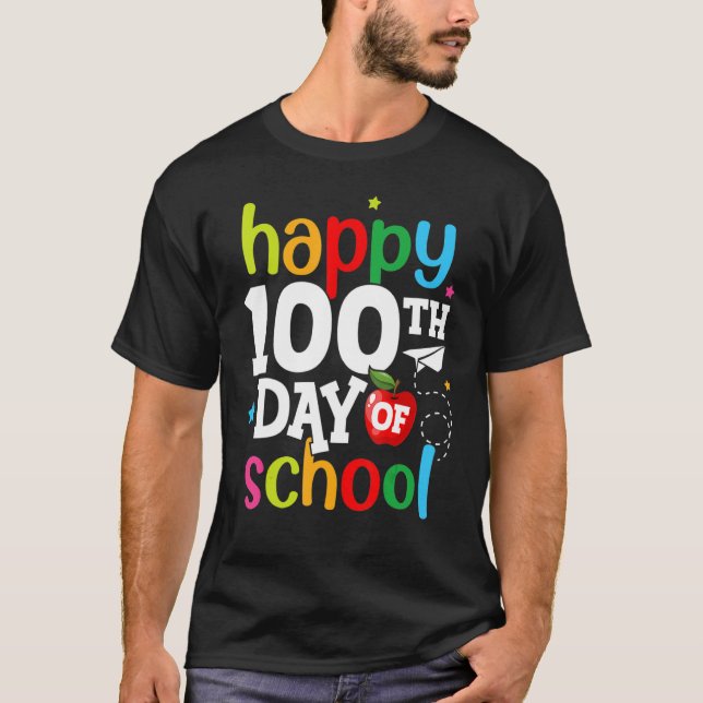 Camiseta 100 Days of School Teachers Kids Girls Boys Happy  (Frente)