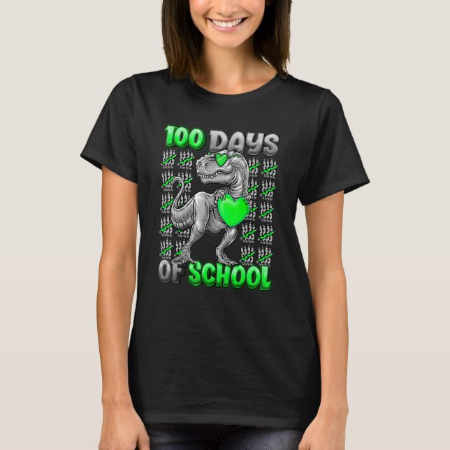 Camiseta 100 Days Of School Trex 100 Days Smarter 100th Day (Frente)