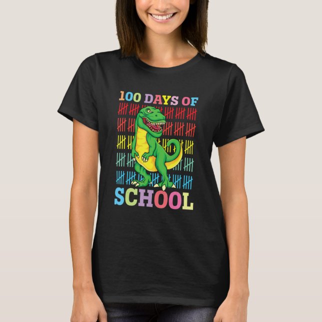 Camiseta 100 Days Of School Trex 100 Days Smarter 100th Day (Frente)