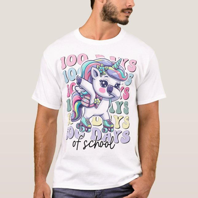Camiseta 100 Days of School Unicorn Girls Teachers (Frente)