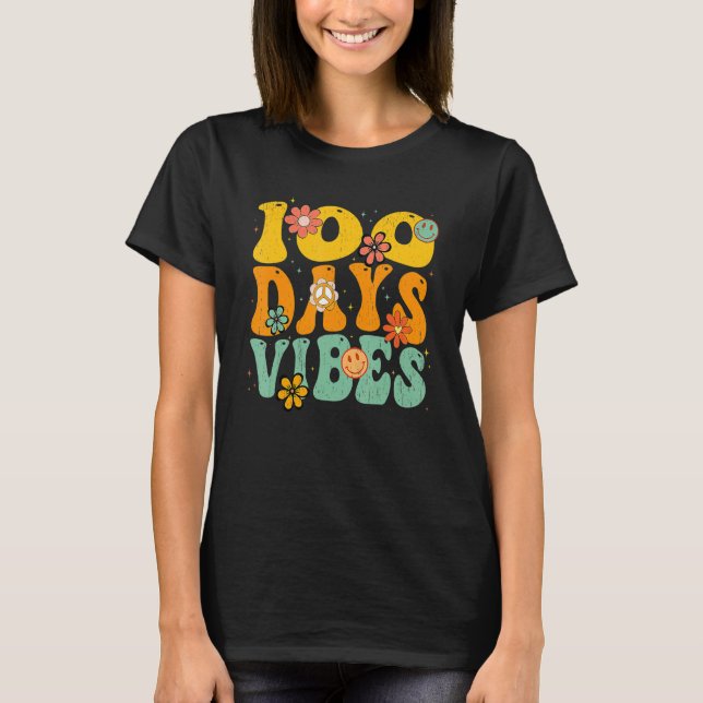 Camiseta 100 Days Of School Vibes 100th Day Of School Retro (Frente)