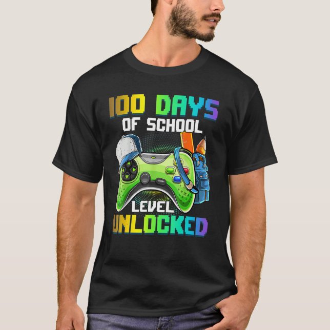 Camiseta 100 Days of School Video Games Level Unlocked Game (Frente)