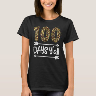 Camiseta 100 Days Of School Y'all Leopard Print 100th Teach