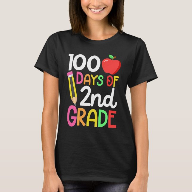 Camiseta 100 Days Of Second 2nd Grade Teacher 100th Day Of  (Frente)