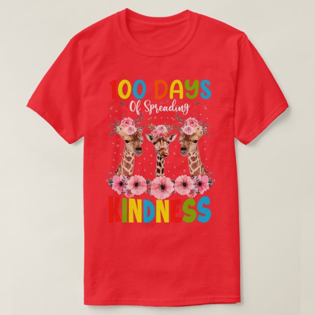 Camiseta 100 Days of Spreading Kindness Happy 100th Day of  (Frente do Design)