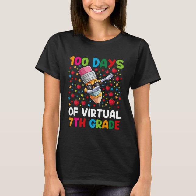 Camiseta 100 Days Of Virtual 7th Grade Teacher or Student B (Frente)