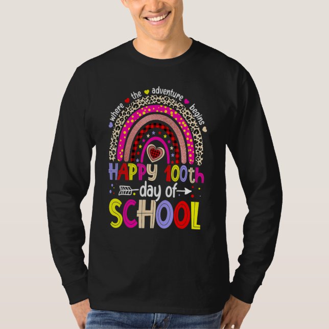 Camiseta 100 Days School Happy 100th Day Of School Rainbow  (Frente)