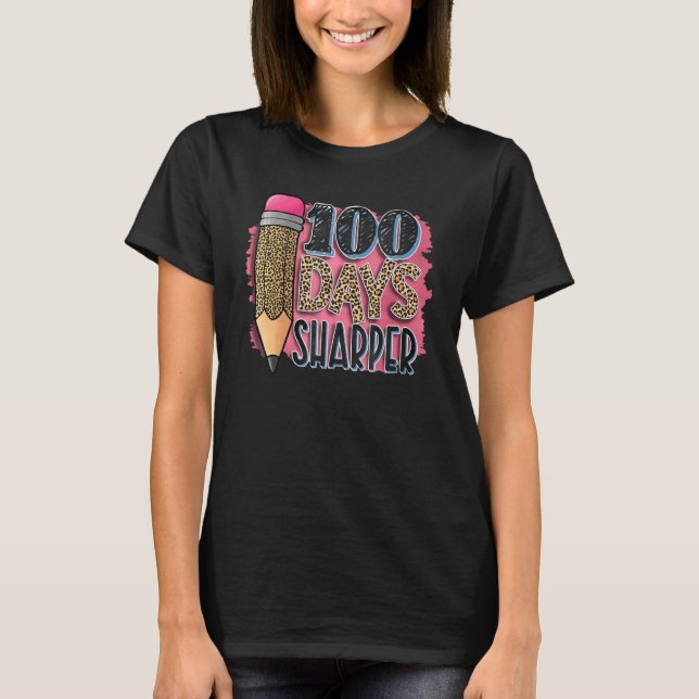 Camiseta 100 Days Sharper Leopard 100th Day of School Teach (Frente)