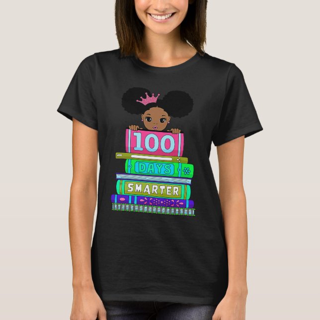 Camiseta 100 Days Smarter 100th Day Of School Black Girl Ma (Frente)