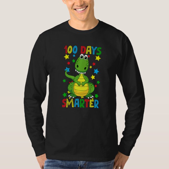 Camiseta 100 Days Smarter 100th Day Of School Cute Dinosaur (Frente)