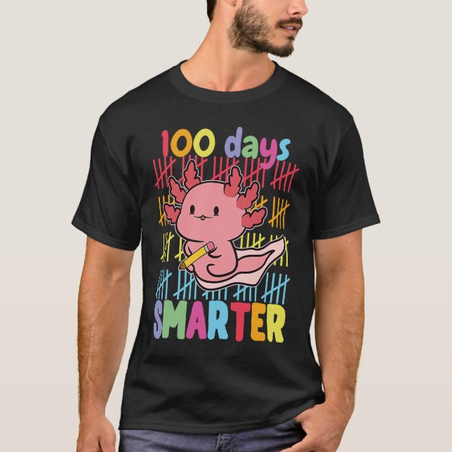 Camiseta 100 Days Smarter Axolotl 100th Day Of School Girls (Frente)