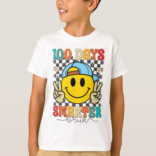 Camiseta 100 Days Smarter Bruh Funny 100 Days Of School (Frente)