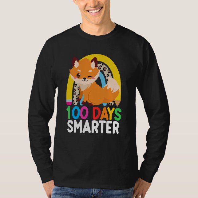 Camiseta 100 Days Smarter Cute Animal Fox 100 Days Of Schoo (Frente)