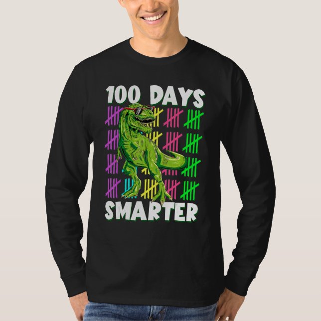 Camiseta 100 Days Smarter Dino Dinosaur rex 100 Days of Sch (Frente)