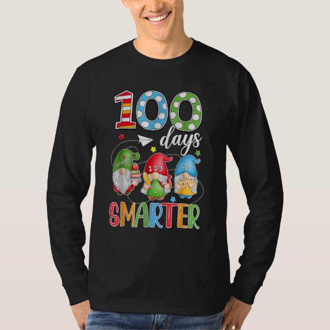Camiseta 100 Days Smarter Gnome 100th Day Of School Men Kid (Frente)