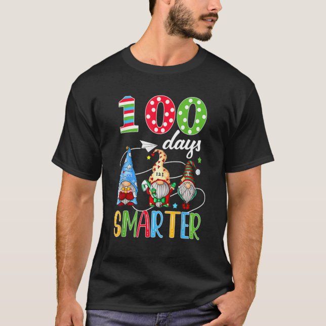 Camiseta 100 Days Smarter Gnome 100th Day Of School Men Kid (Frente)