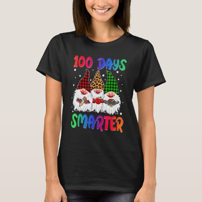 Camiseta 100 Days Smarter Gnome Teacher Kids 100th Day Of S (Frente)